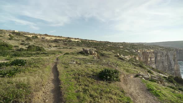 Two Paths Separates near Coastline of Mediterranean Sea in Island of Malta