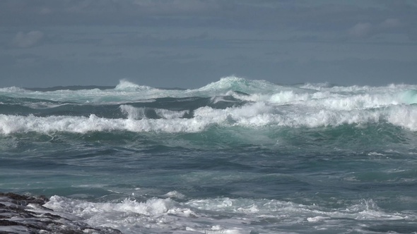 Waves during a storm in the Atlantic Ocean