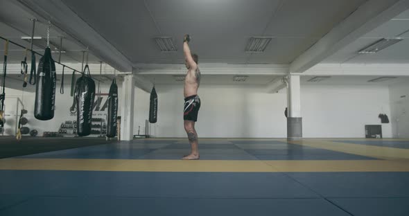 Mma Fighter Somersaults In Gym