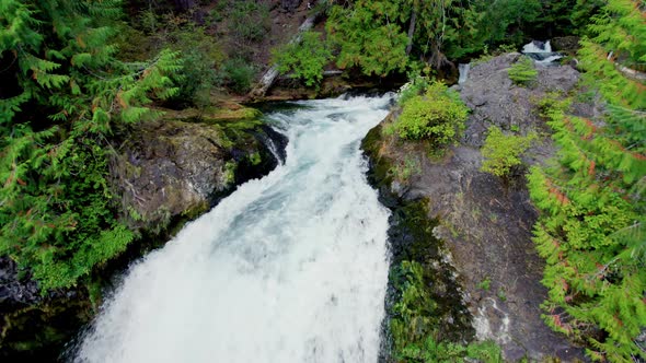 Aerial View of Magnificent Waterfall in the Forest