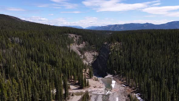 Flying Over Crescent Falls In Spring