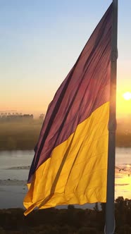 Vertical Video National Flag of Ukraine By Day