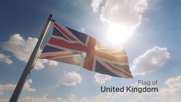 UK Flag on a Flagpole V2