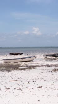 Vertical Video of Low Tide in the Ocean Near the Coast of Zanzibar Tanzania