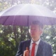 Businessman Sheltering Underneath an Umbrella in the Rain - VideoHive Item for Sale