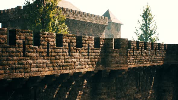 Old Castle Walls at the Sunset