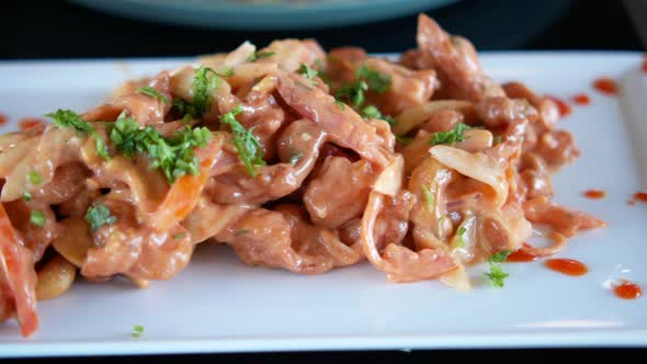 Cashew Nut Salad on a Plate on Table