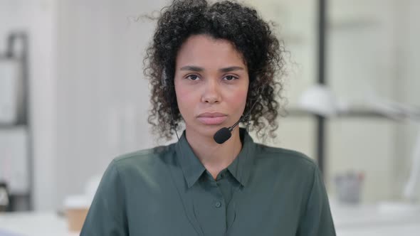 African Woman Headset Call Center
