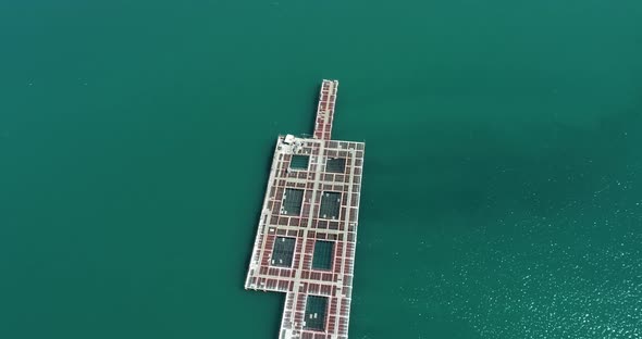 Aerial view of mussels farm. View of shellfish farming near Kavarna, Bulgaria