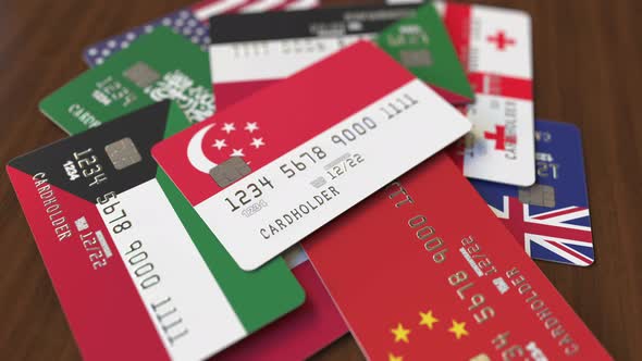 Emphasized Bank Card with Flag of Singapore alt