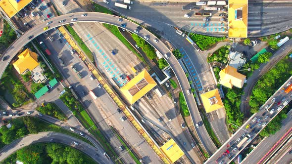 4K footage : aerial view from a drone flying over expressway