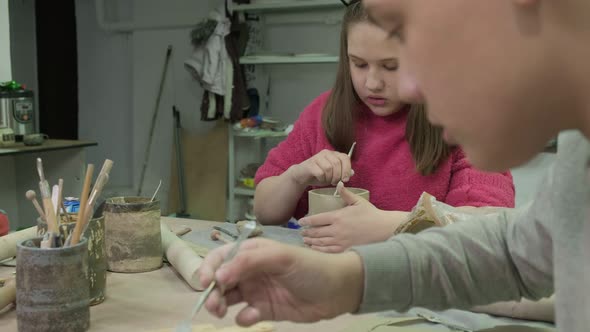 Children's Master Class in Clay Modeling. Ceramic Workshop