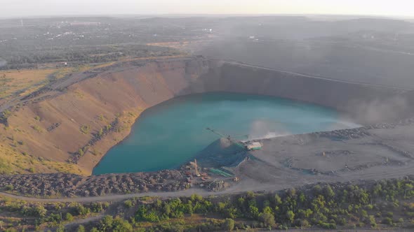 Excavator Digs A Quarry