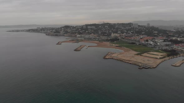 Flying over Marseille beautiful coastline. France 2020