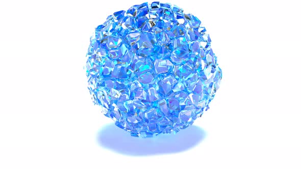 Explosion Blue Glass Pieces 3d Style Technology Concept Super Slow Motion 1000Fps