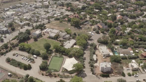 Kibbutz, a cooperative agricultural community in Northern Israel, Aerial view.