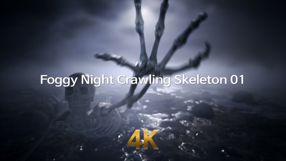 Foggy Night Crawling Skeleton 4K 01