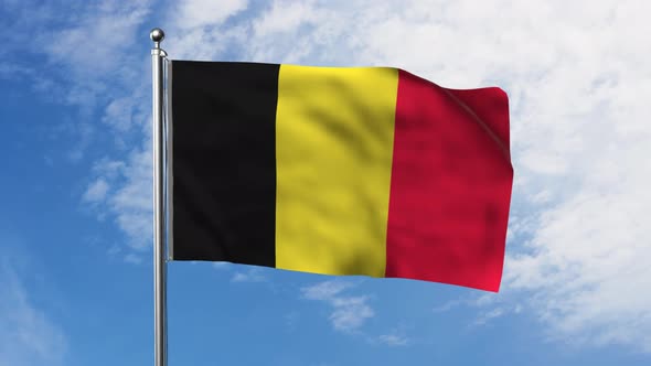 Flag of Belgium with Sky Background