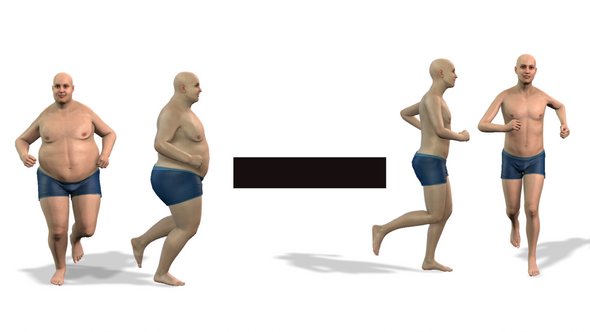 Overweight Man Running Lose Weight