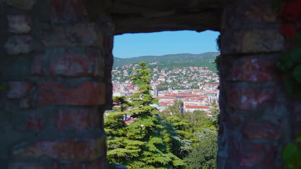 Old Town Through Castle of San Giusto Fortress Loophole