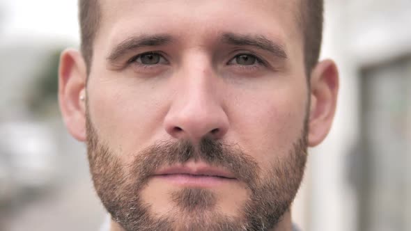 Close Up of Smiling Beard Casual Man Face