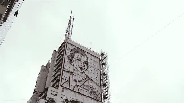 Eva Peron Sculpture on South Side of Health Ministry Building, Buenos Aires, Argentina.