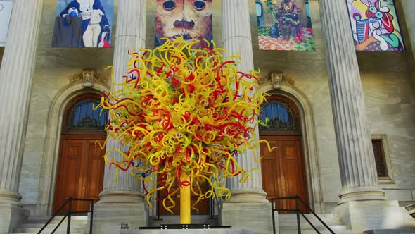 Glass sun sculpture at Montreal Museum of Fine Arts