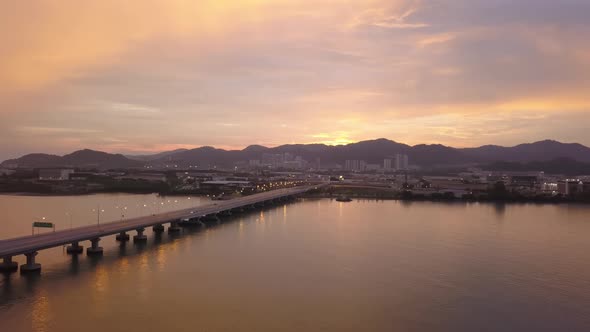 Sunset hour at Penang Second Bridge