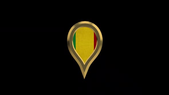 Guinea Flag 3D Rotating Location Gold Pin Icon