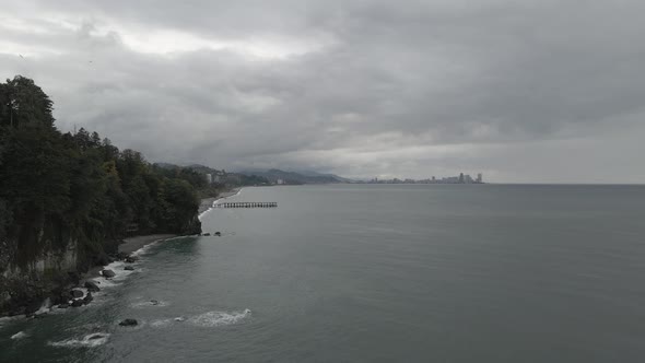 Aerial view of Green cape and Botanical garden in Batumi, Georgia