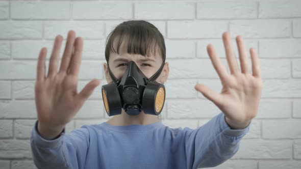 Child in a respirator. 