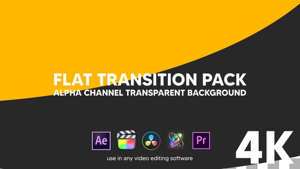 Flat Transition Pack alpha channel transparent background yellow and black color 4K