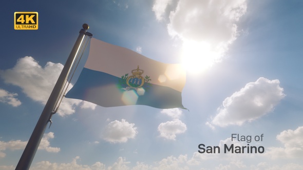San Marino Flag on a Flagpole V2 - 4K
