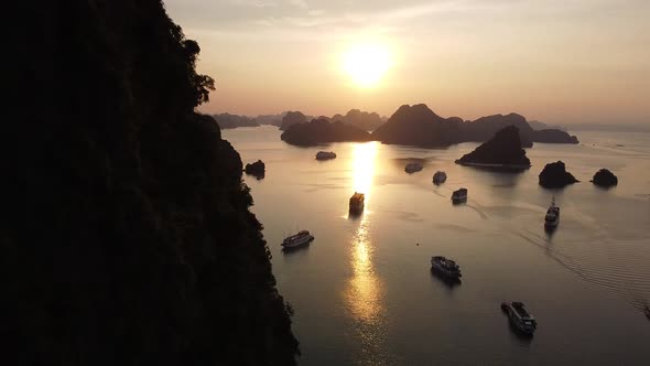 Ha Long Bay At Sunset