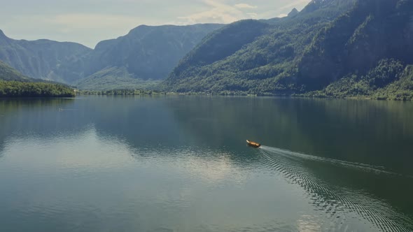 A Picturesque Lake Located in Lowland Between Mountains Drone Video Austria