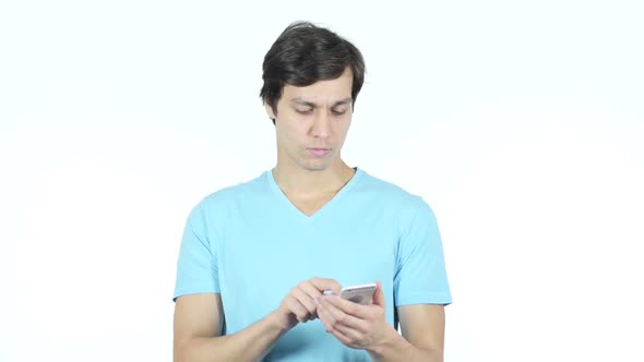 Businessman Using Smartphone On White Background