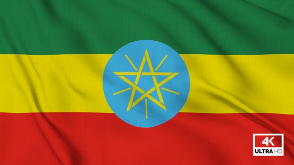Ethiopia Flag Waving Slowly Looped