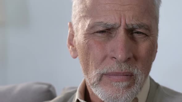 Elderly Male Putting Hand on Ear, Hearing Disabilities, Deafness, Close-Up