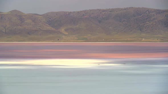 Red and Pink Colored Salt Lake