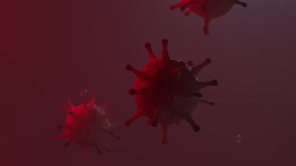 Virus  inside the human body, 3d render in red background