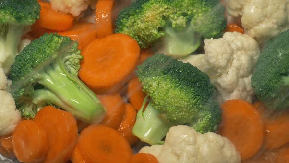 Mixed Vegetables Being Washed Clean