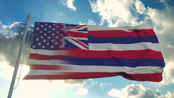 Flag of USA and Hawaii State