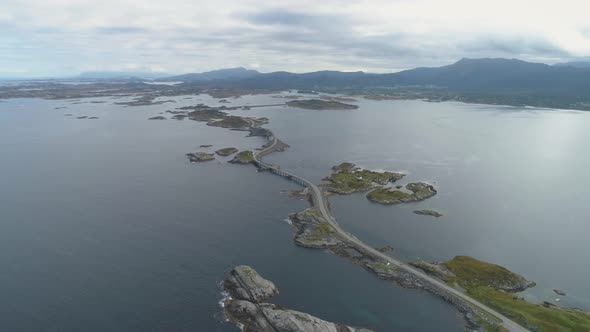 Atlantic Ocean Road in Norway From High Altitude