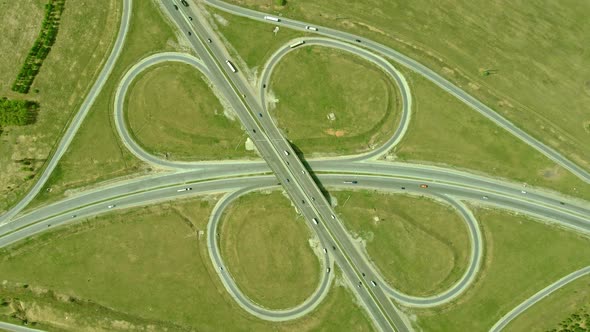 Video From a Bird's Eye View of a Highway Junction a Bird's Eye View of the Road