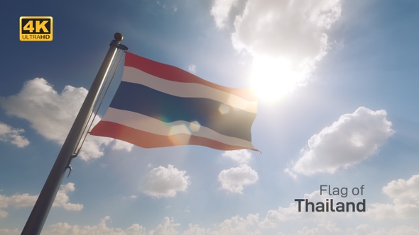 Thailand Flag on a Flagpole V2 - 4K