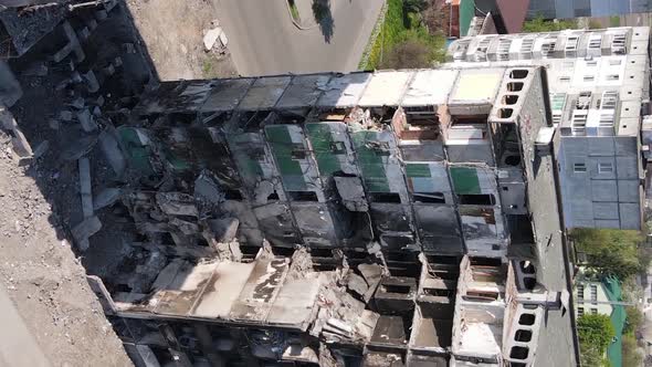 Vertical Video of a Destroyed Building in Borodyanka Ukraine