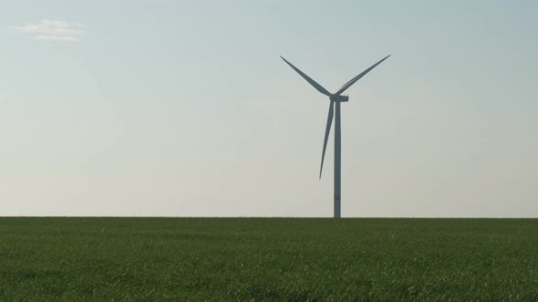 Big Wind Generator Rotating in Slow Motion