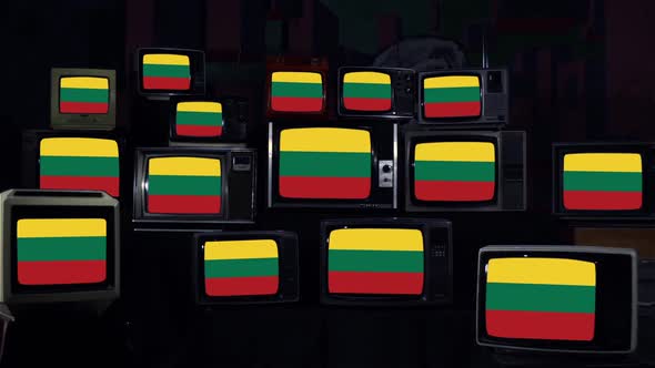 Lithuanian Flags and Vintage Televisions.