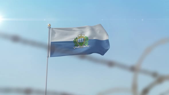 San Marino Flag Behind Border