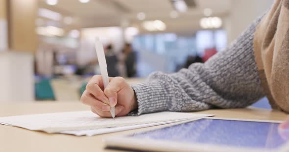 Student study in the library